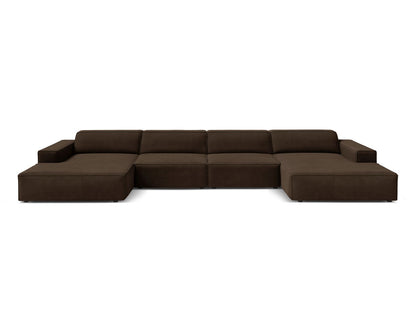 Panoramasofa Samt Schwarz Jodie — Dark Brown