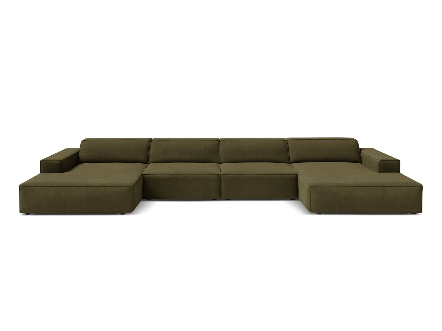 Panoramasofa Samt Schwarz Jodie — Green