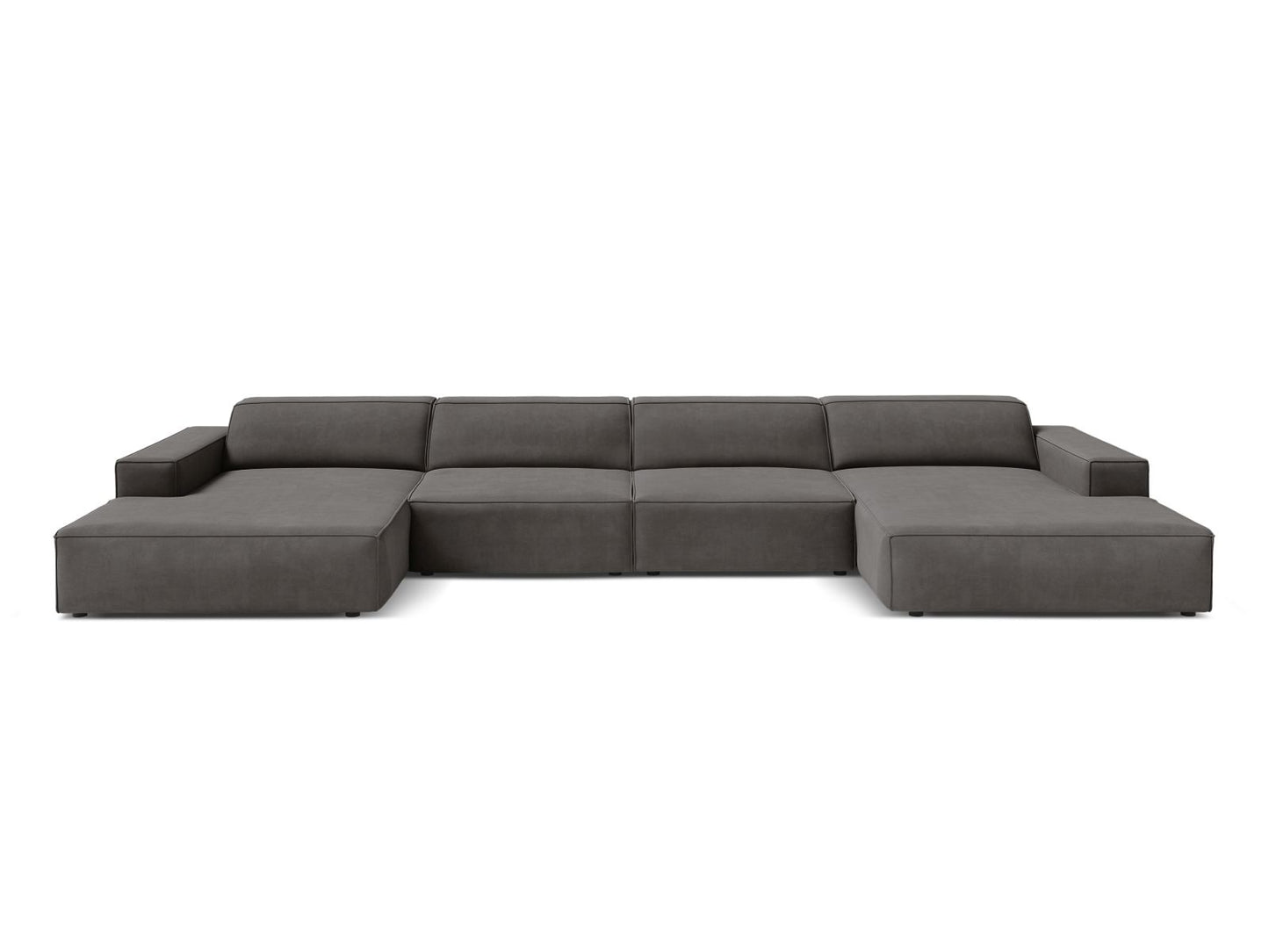 Panoramasofa Samt Schwarz Jodie — Light Grey