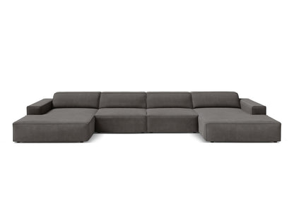 Panoramasofa Samt Schwarz Jodie — Light Grey