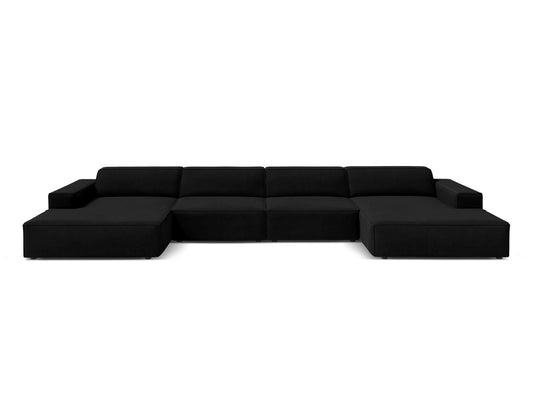 Jodie Panoramic Sofa, 6 Seats, 364x162 cm — Black