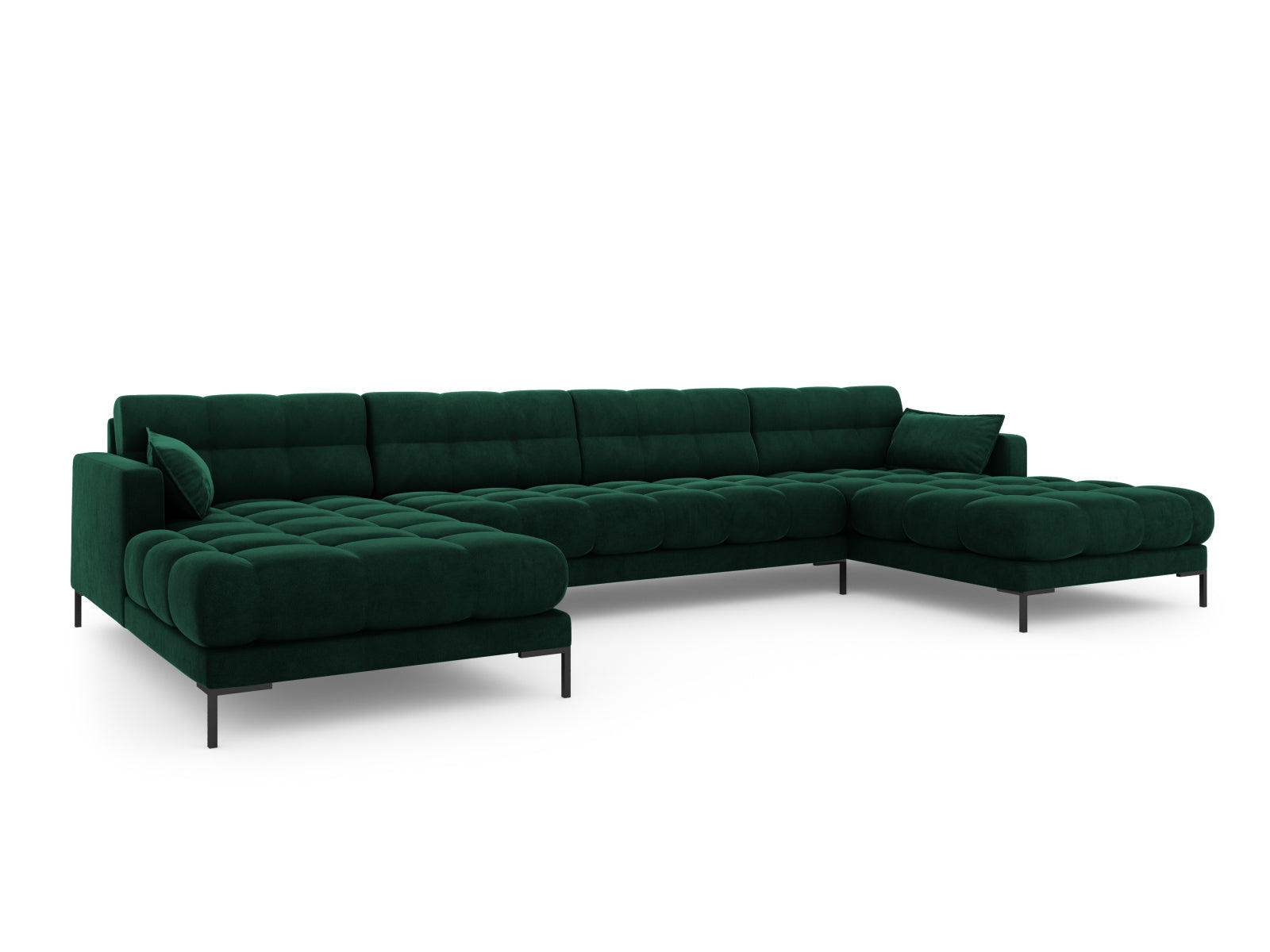 Mamaia Panoramic Sofa, 6 Seats, 383x185 cm — Bottle Green