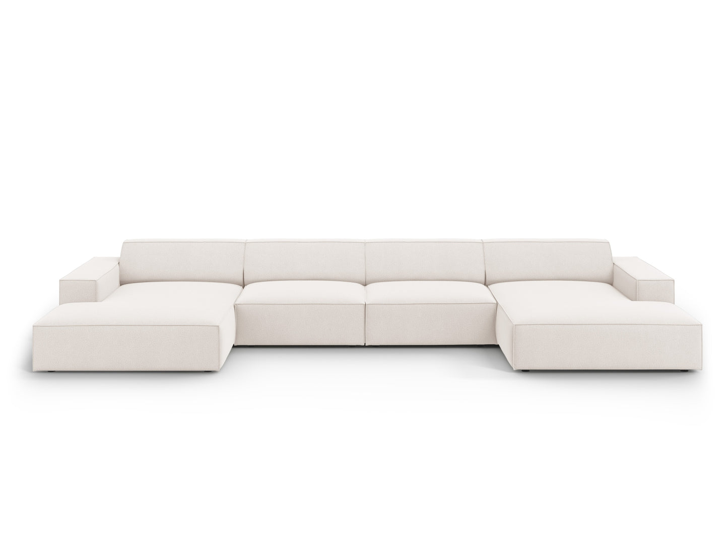 Panoramasofa Strukturstoff Schwarz Jodie — Light Beige