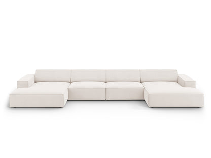Panoramasofa Strukturstoff Schwarz Jodie — Light Beige