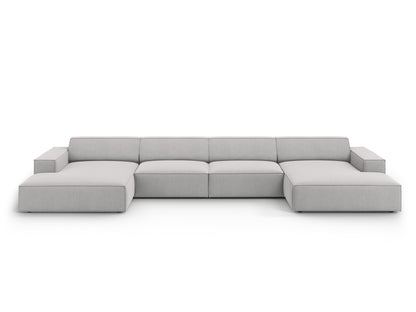 Panoramasofa Strukturstoff Schwarz Jodie — Light Grey
