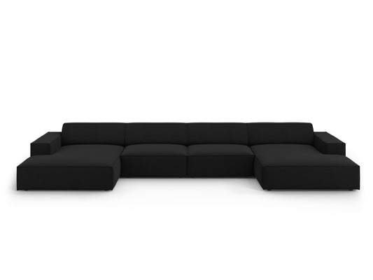 Jodie Modular Panoramic Sofa, 6 Seats, 364x162 cm — Black