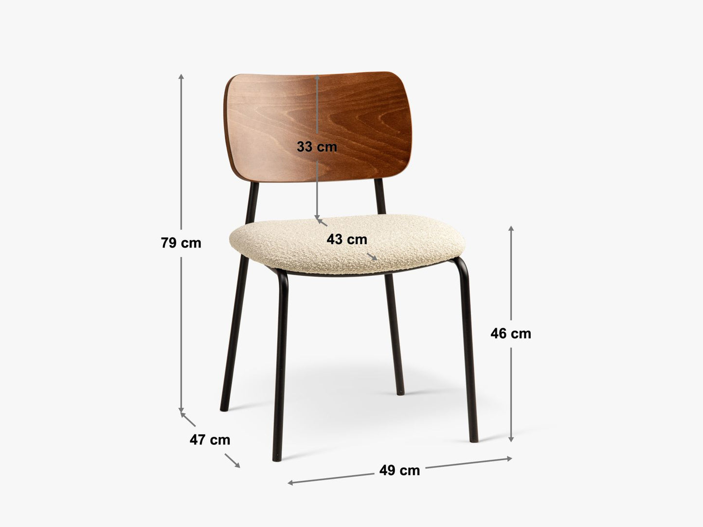 Dina Set of 2 Chairs, 49x47 cm