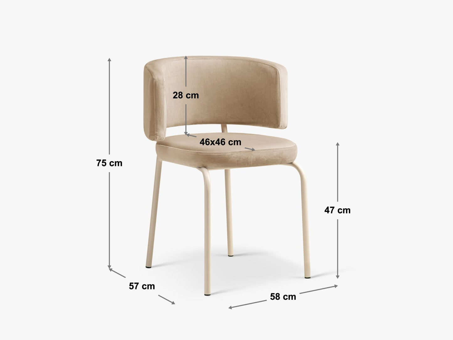 Dora Set of 2 Chairs, 58x57 cm