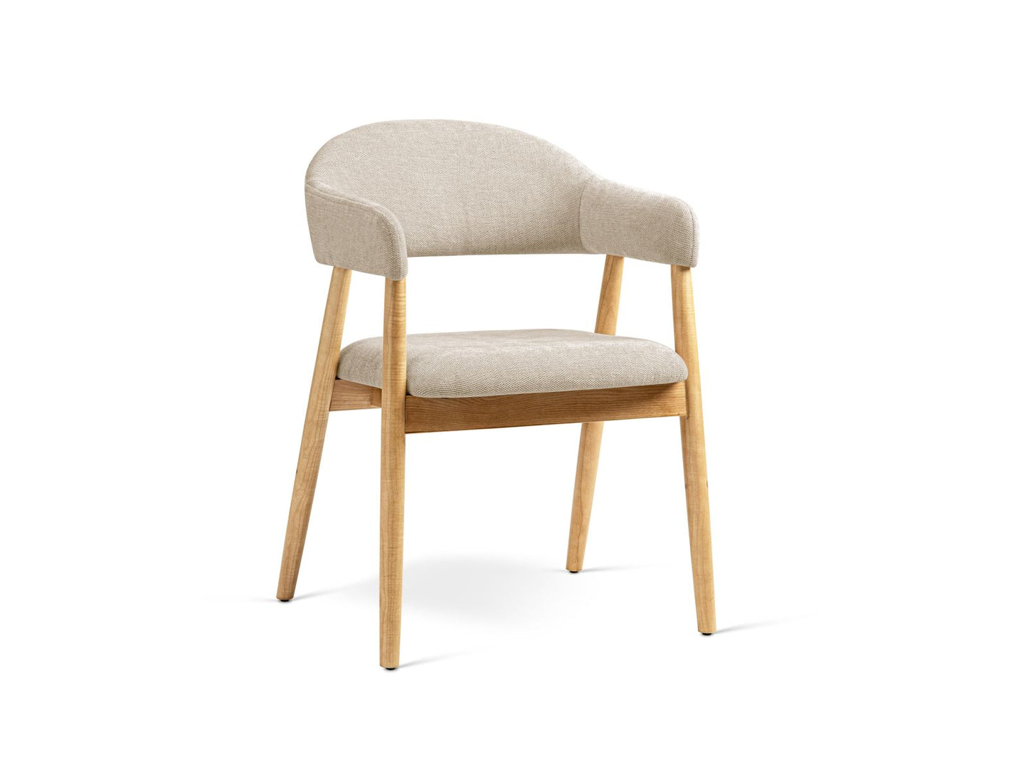 Adra Set of 2 Boucle Chairs, 56x59 cm — Beige / Natural Beech Wood