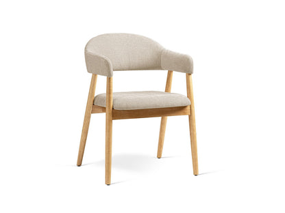 Adra Set of 2 Boucle Chairs, 56x59 cm — Beige / Natural Beech Wood