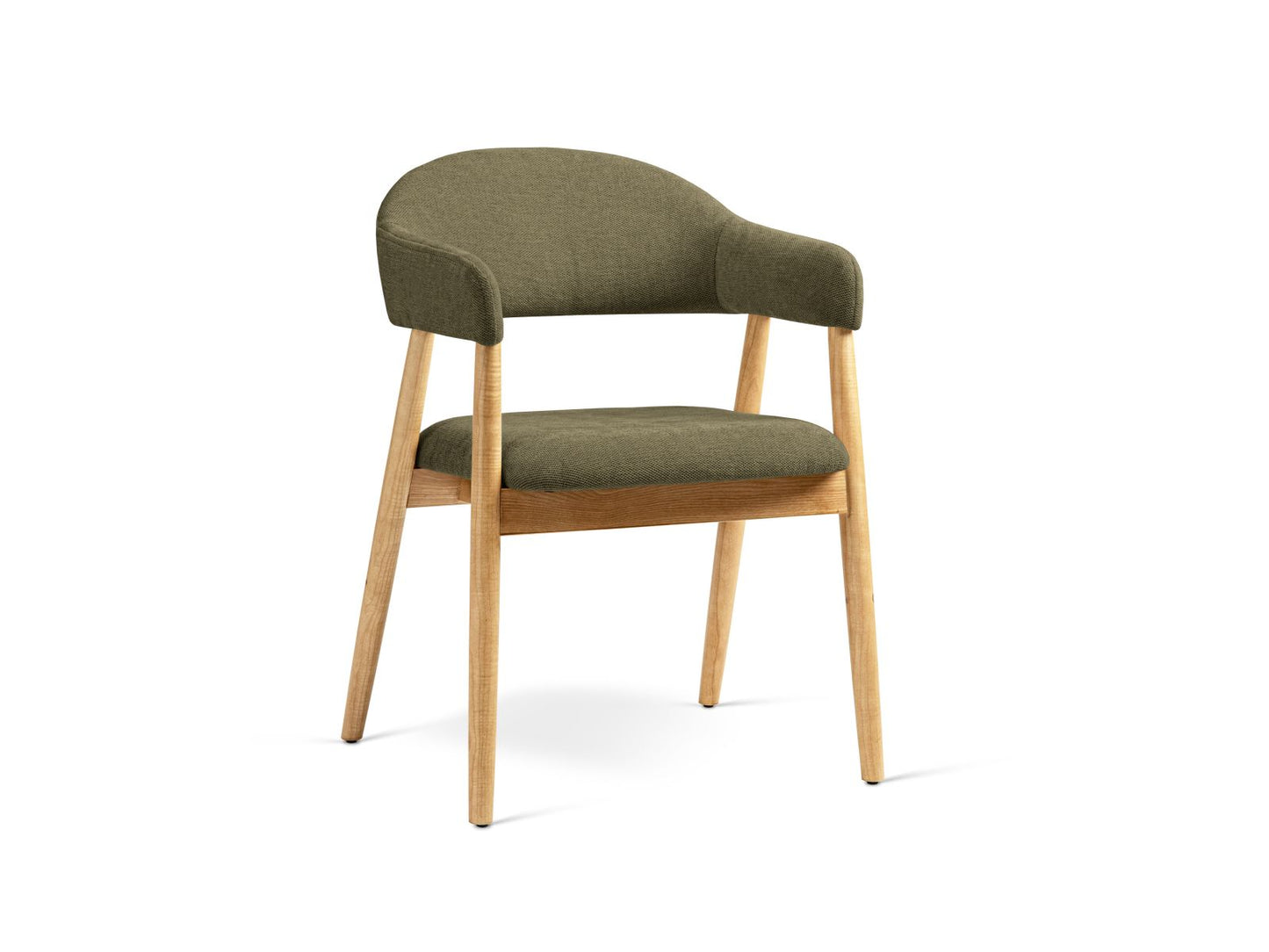 Adra Set of 2 Boucle Chairs, 56x59 cm — Light Green / Natural Beech Wood