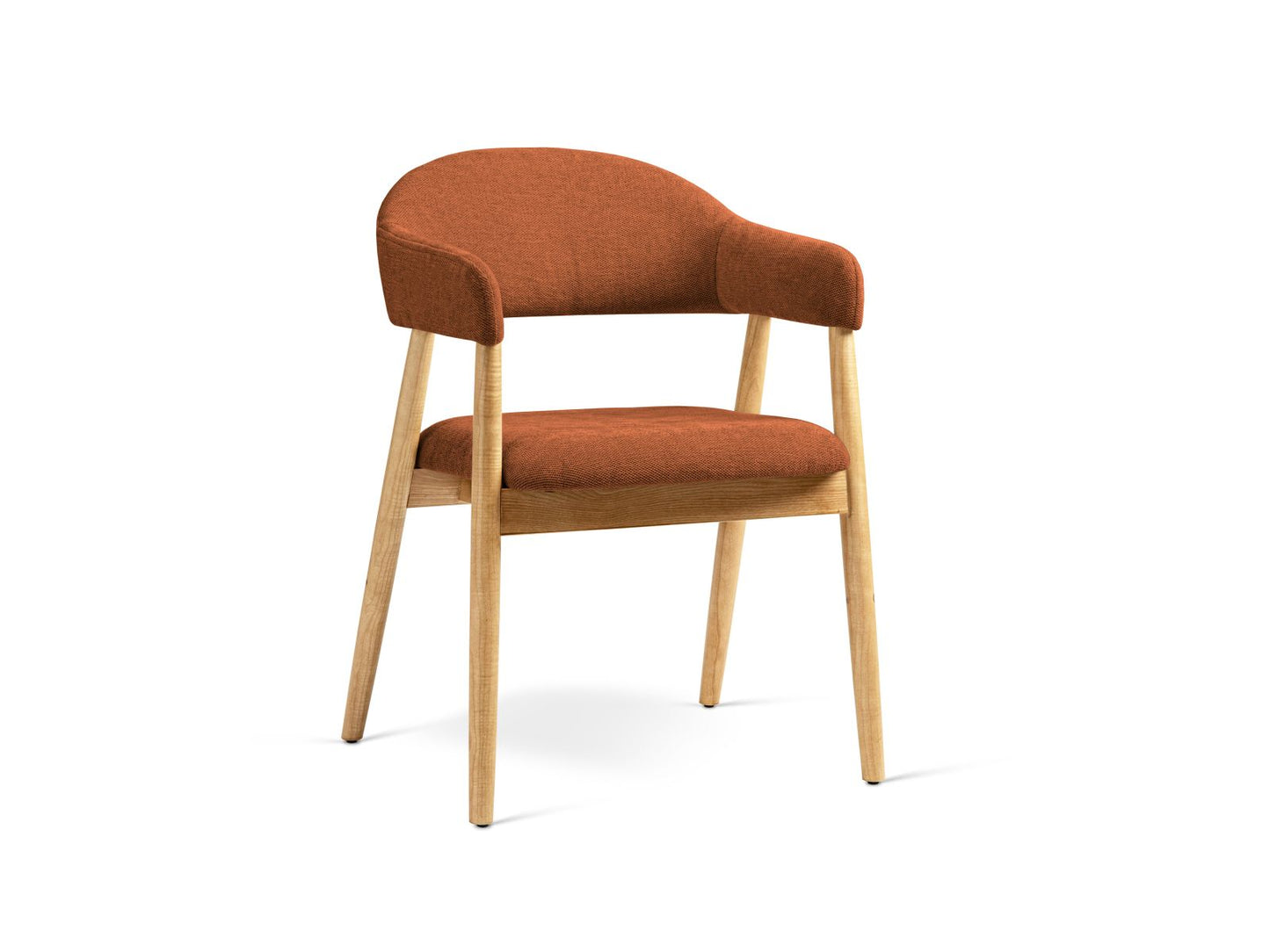 Adra Set of 2 Boucle Chairs, 56x59 cm — Orange / Natural Beech Wood