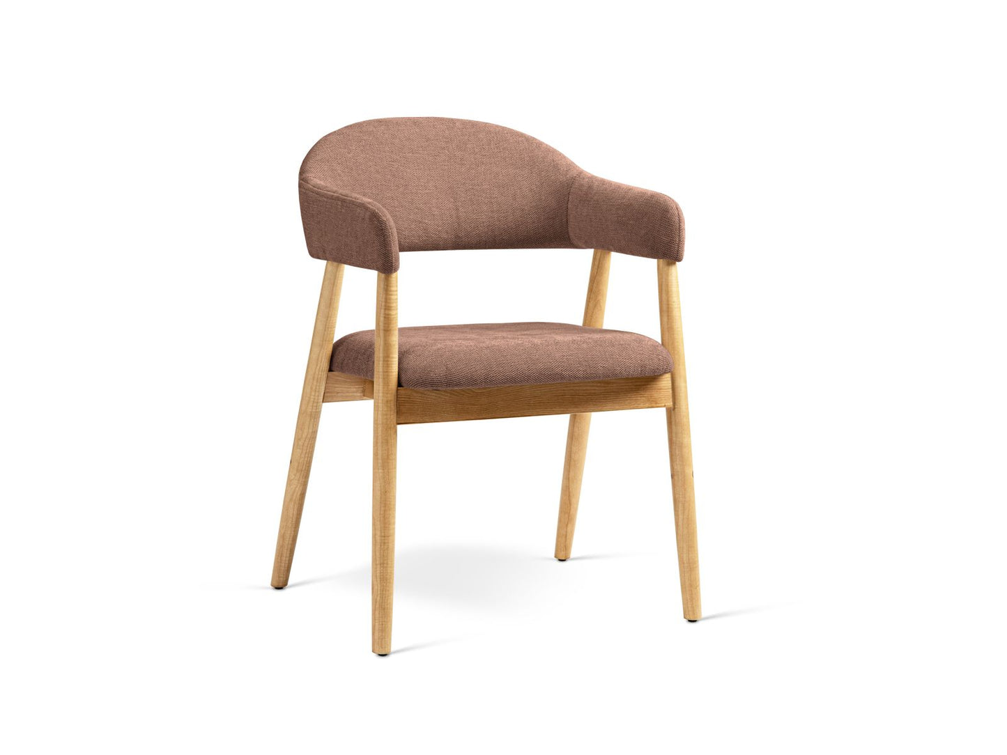 Adra Set of 2 Boucle Chairs, 56x59 cm — Dark Pink / Natural Beech Wood