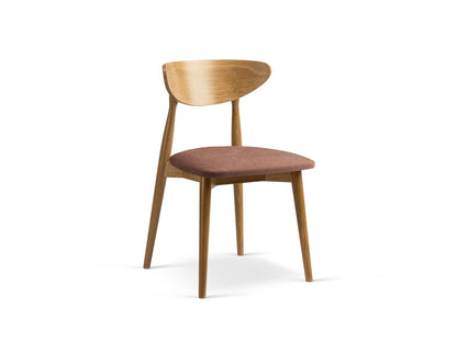Leon Set of 2 Chairs, 47.5x48 cm — Dark Pink / American Walnut