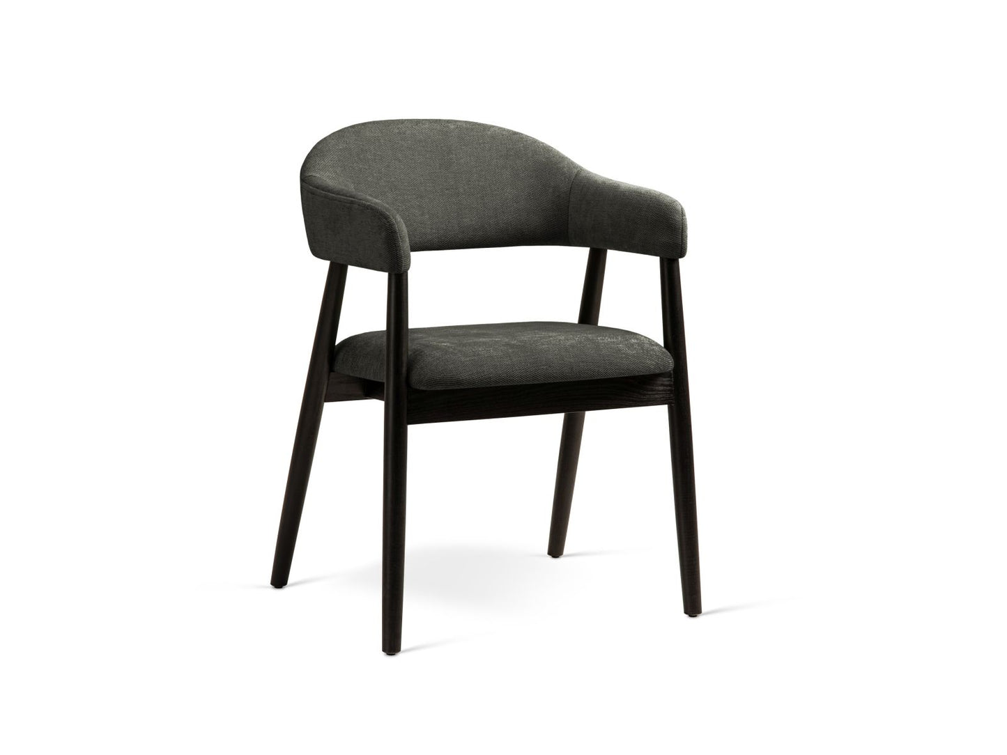 Adra Set of 2 Boucle Chairs, 56x59 cm — Dark Grey / Walnut