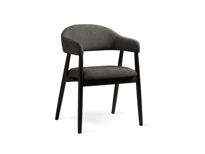 Adra Set of 2 Boucle Chairs, 56x59 cm — Dark Grey / Walnut