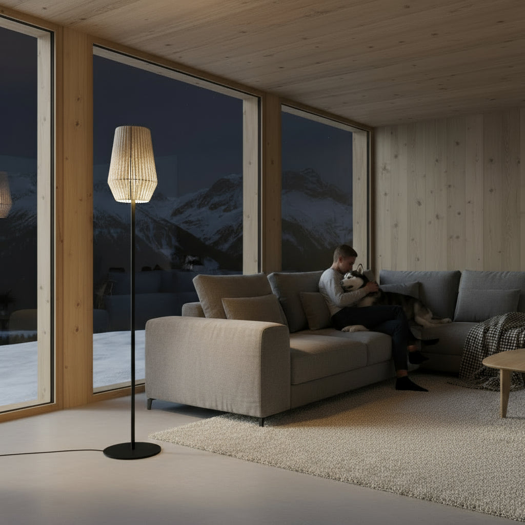 ALMUT 6020 Wool & Wood Floor Lamp — Cone