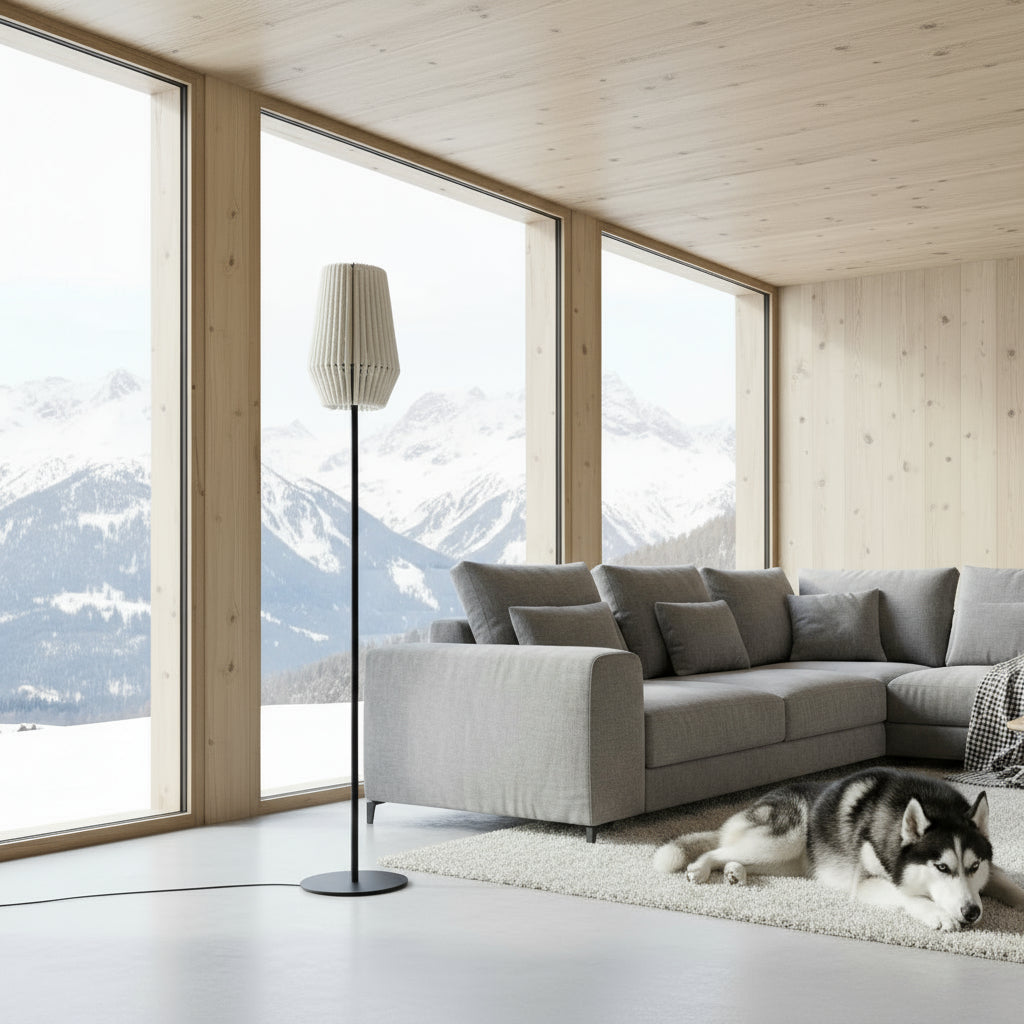 ALMUT 6020 Wool & Wood Floor Lamp — Cone