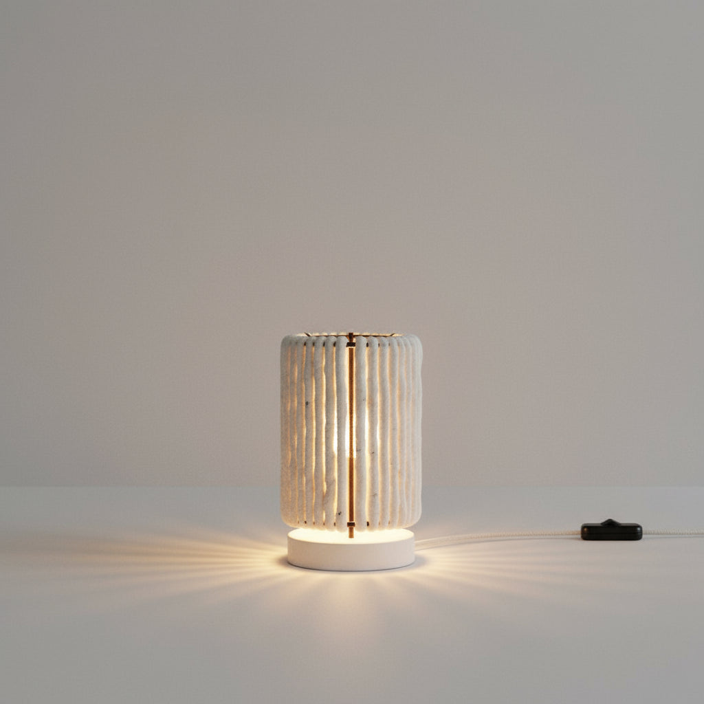 Wool & Wood Table Lamp — Cylinder (Small)