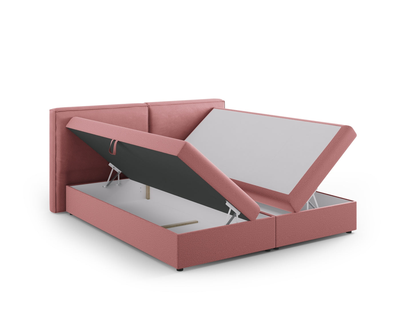 Arendal Boxspring Bed (Structured Fabric) - Pink - 140x200