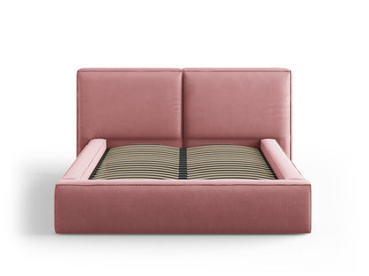 Arendal Storage Bed with Double Headboard (Structured Fabric) - Pink - 140x200