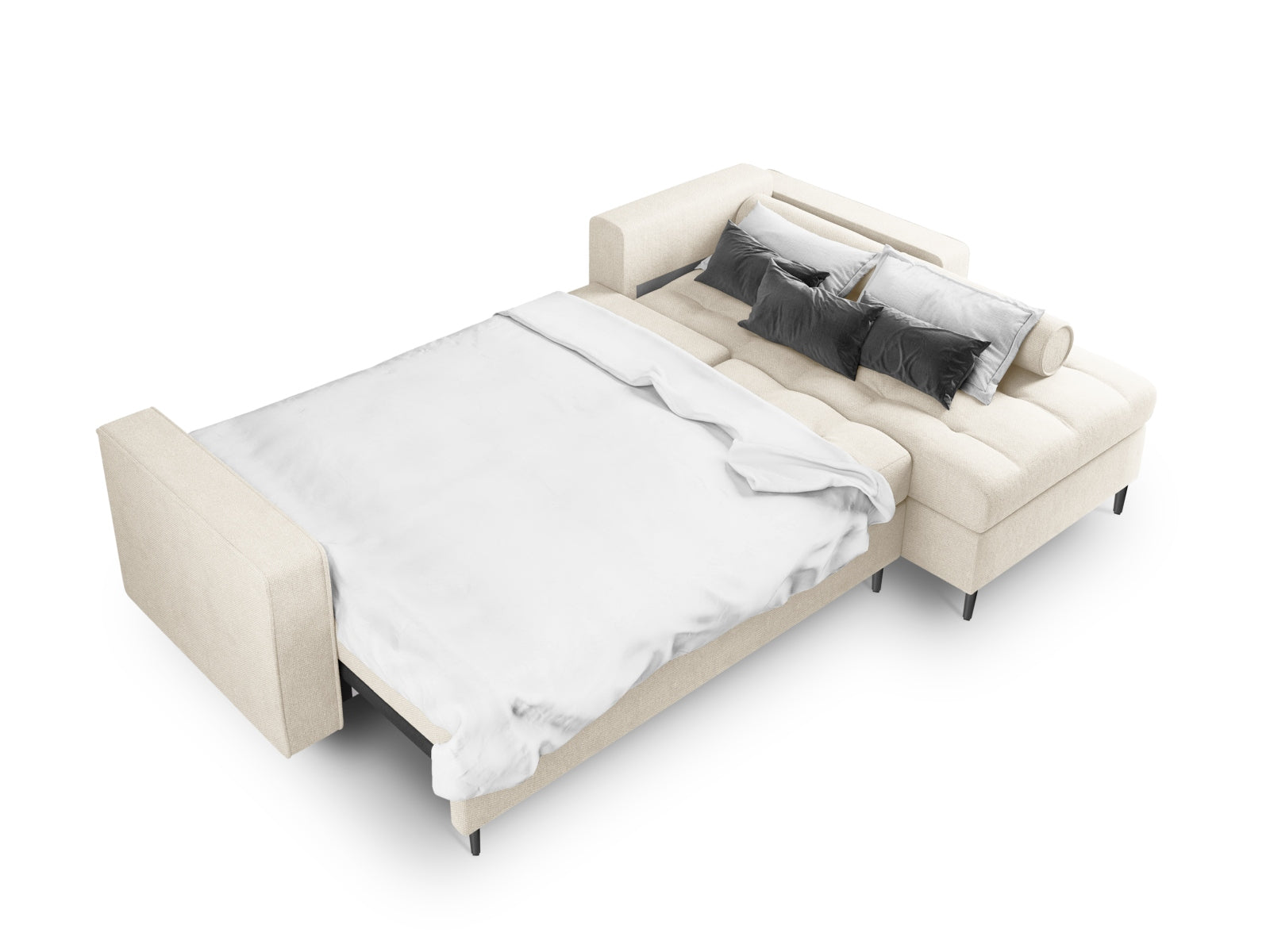 Aspen Corner Sofa with Bed Function and Box (5 Seaters) - Structured Fabric - Structured Fabric - Gallery image 3