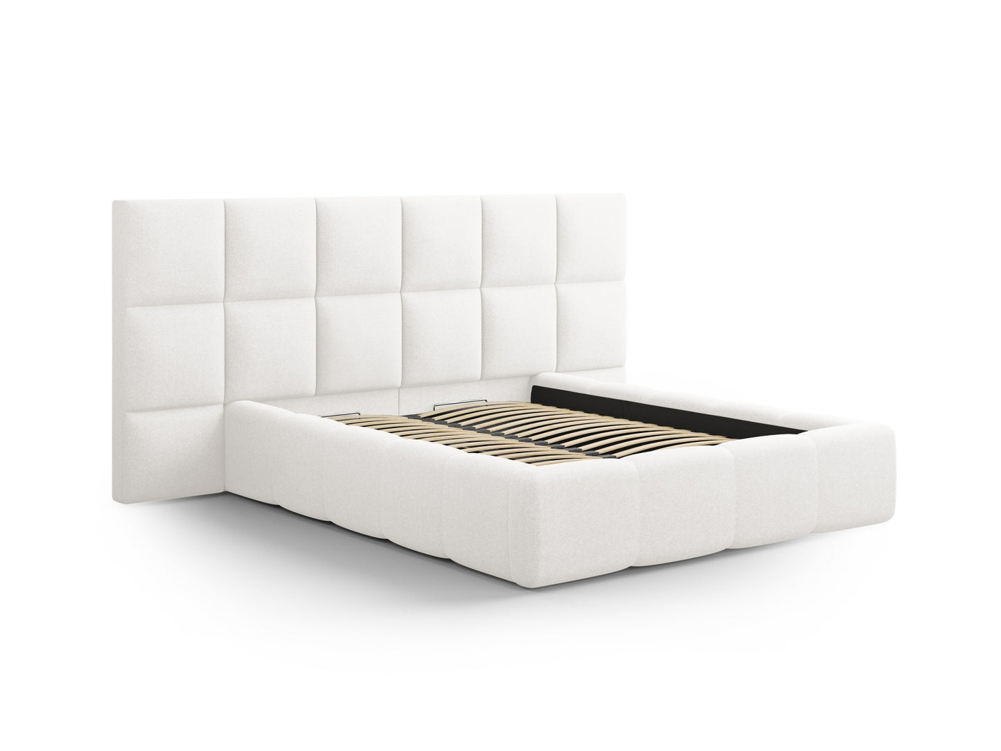 Livigno Storage Bed with Double Headboard - Solid Structured Fabric - Gallery image 4