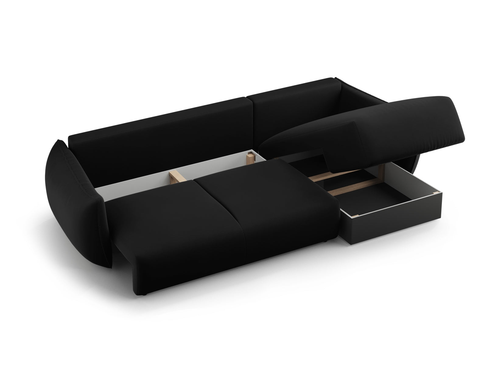 Matera Corner Sofa With Bed Function And Box - Left/Right (4 Seats, 253x173x86) - Salvador Velvet - Gallery image 3