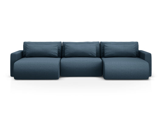 Belfast Panoramic Sofa with Box and Sleeping Function (4 Seats, 340x149x84) - Structured Fabric