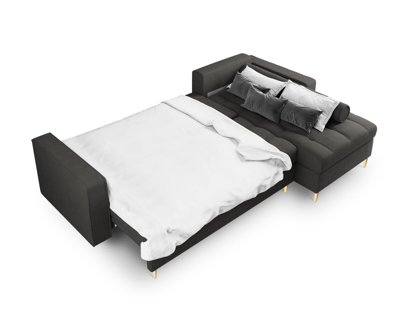 Aspen Corner Sofa with Bed Function and Box (5 Seaters) - Structured Fabric - Structured Fabric - Gallery image 4