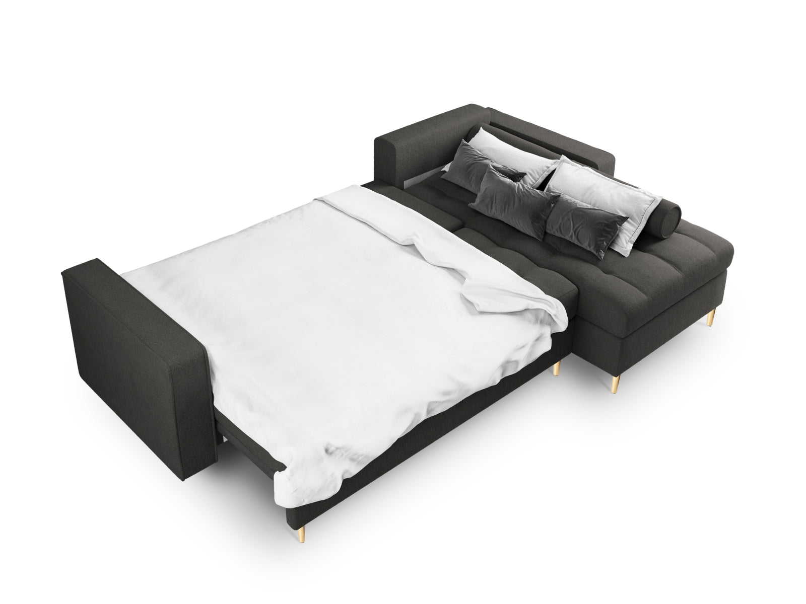 Aspen Corner Sofa with Bed Function and Box (5 Seaters) - Structured Fabric - Structured Fabric - Gallery image 4