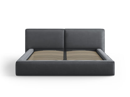 Arendal Storage Bed with Double Headboard (Structured Fabric) - Dark Grey - 200x200