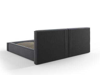 Arendal Storage Bed with Double Headboard (Structured Fabric) - Dark Grey - 200x200