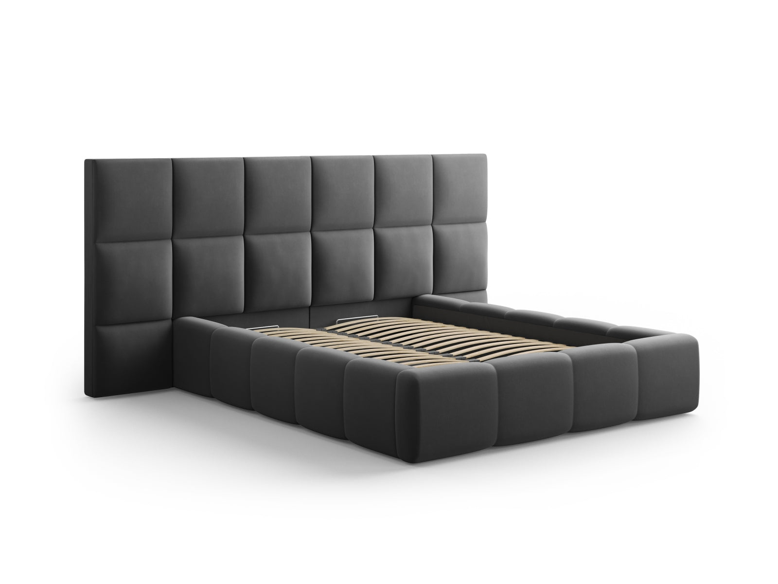 Livigno Storage Bed with Double Headboard - Bluvel Velvet - Gallery image 2