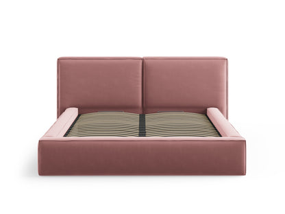 Arendal Storage Bed with Double Headboard (Velvet) - Pink - 180x200