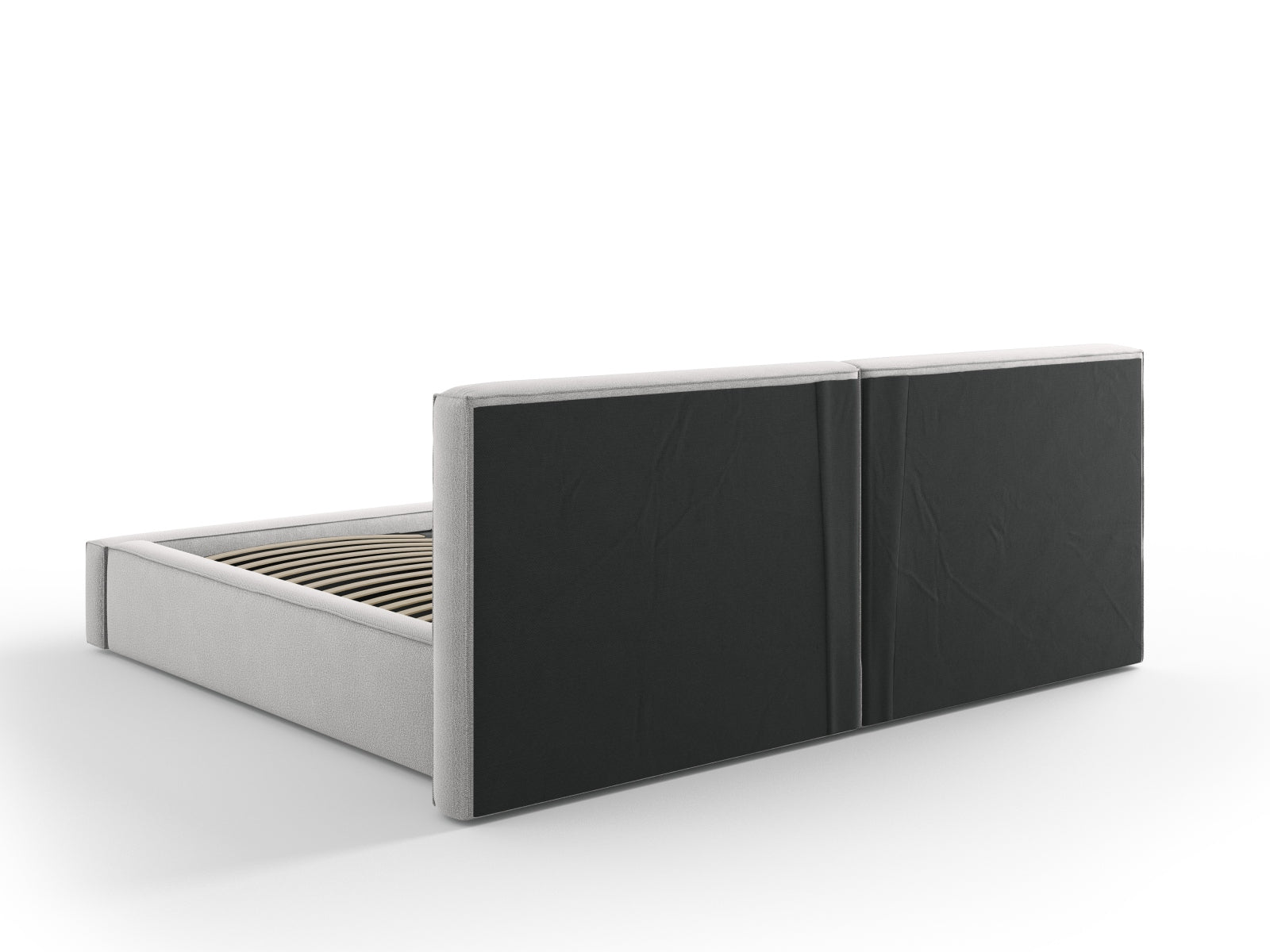 Arendal Storage Bed with Double Headboard (Structured Fabric) - Light Grey - 200x200