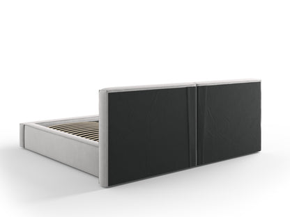 Arendal Storage Bed with Double Headboard (Structured Fabric) - Light Grey - 200x200