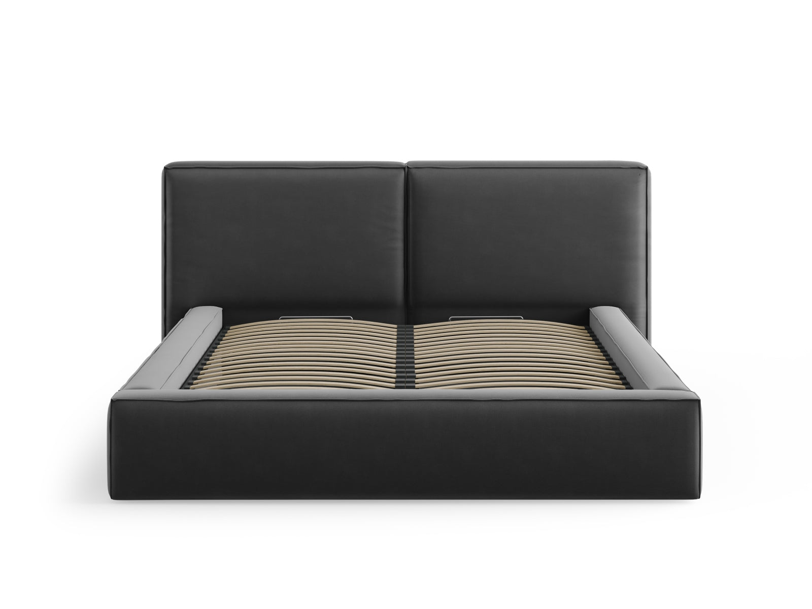 Arendal Storage Bed with Double Headboard (Velvet) - Grey - 180x200