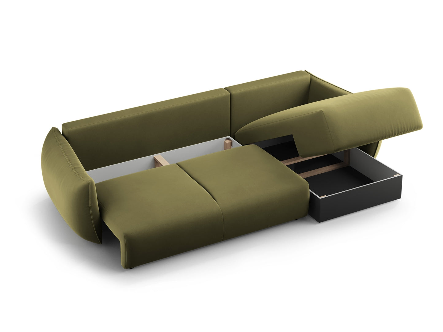 Matera Corner Sofa With Bed Function And Box - Left/Right (4 Seats, 253x173x86) - Salvador Velvet - Gallery image 7