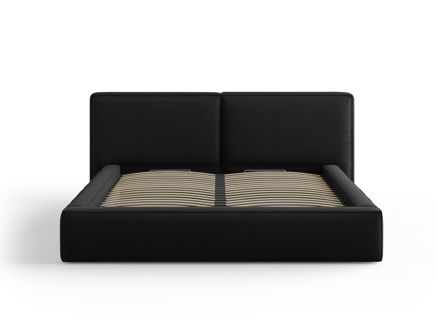 Arendal Storage Bed with Double Headboard (Structured Fabric) - Black - 180x200