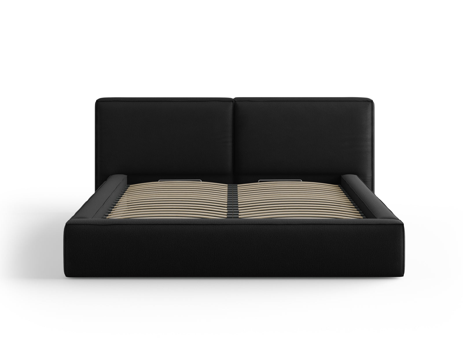 Arendal Storage Bed with Double Headboard (Structured Fabric) - Black - 180x200
