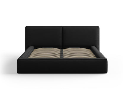 Arendal Storage Bed with Double Headboard (Structured Fabric) - Black - 180x200