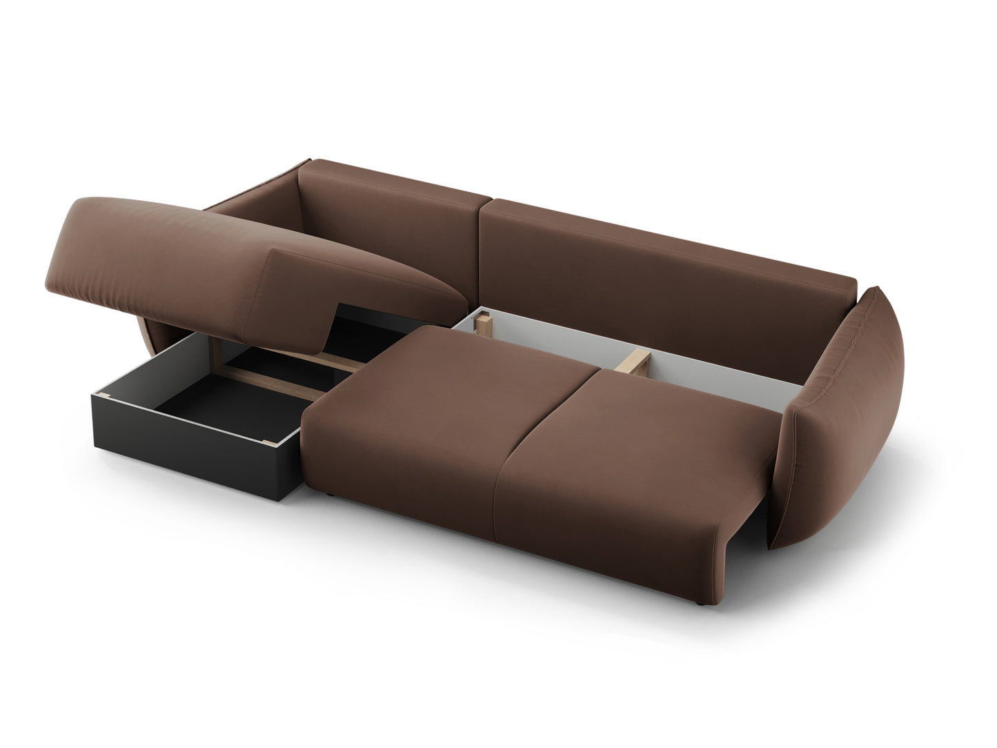 Matera Corner Sofa With Bed Function And Box - Left/Right (4 Seats, 253x173x86) - Salvador Velvet - Gallery image 6