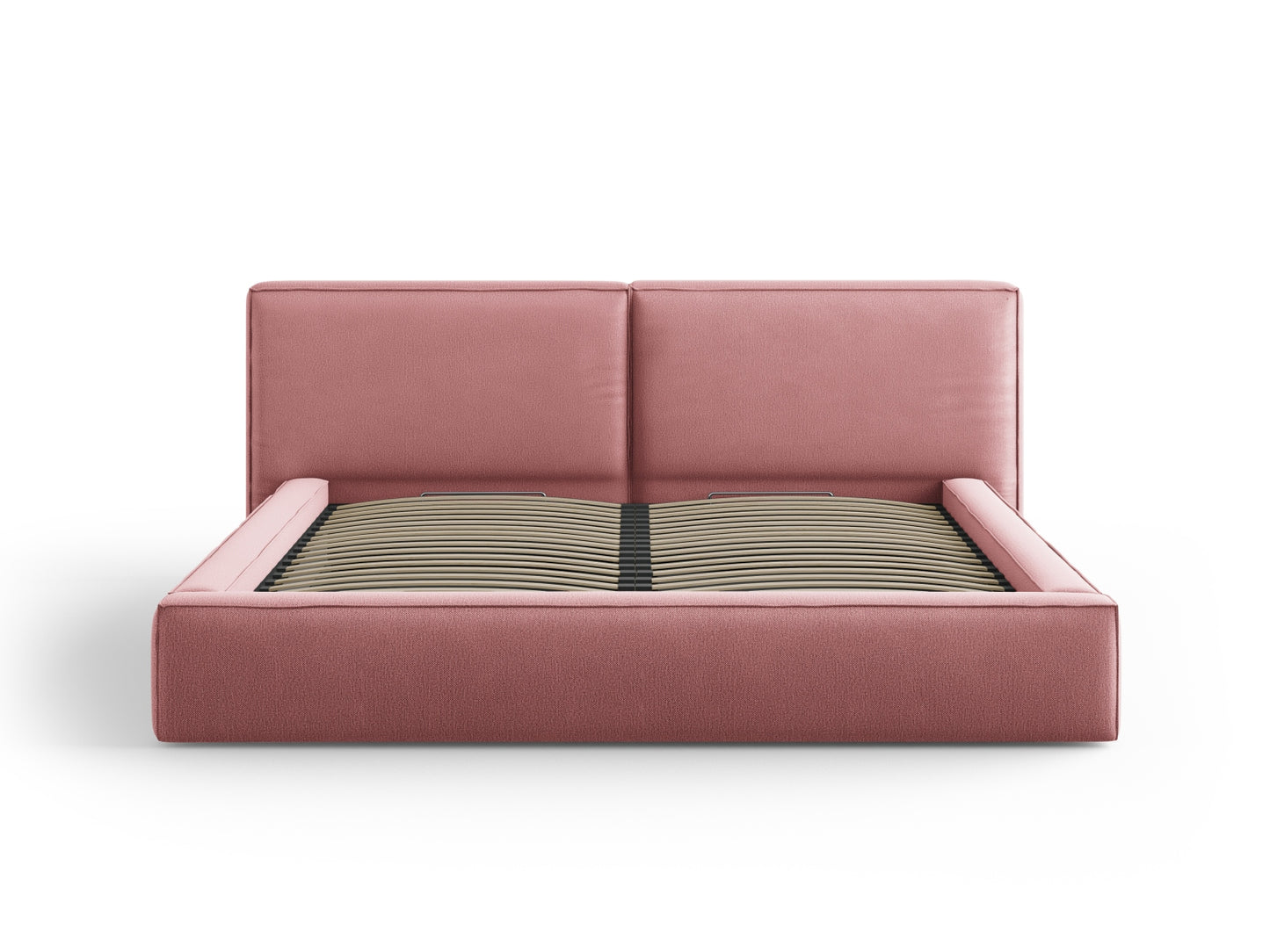 Arendal Storage Bed with Double Headboard (Structured Fabric) - Pink - 200x200