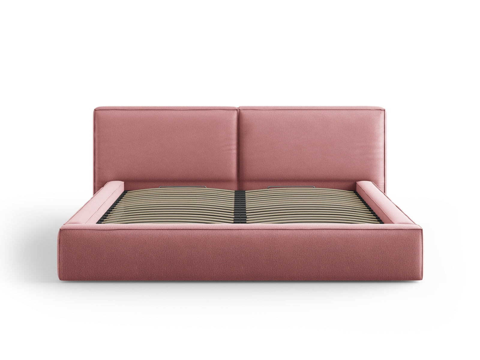 Arendal Storage Bed with Double Headboard (Structured Fabric) - Pink - 200x200