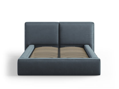 Arendal Storage Bed with Double Headboard (Structured Fabric) - Blue - 140x200