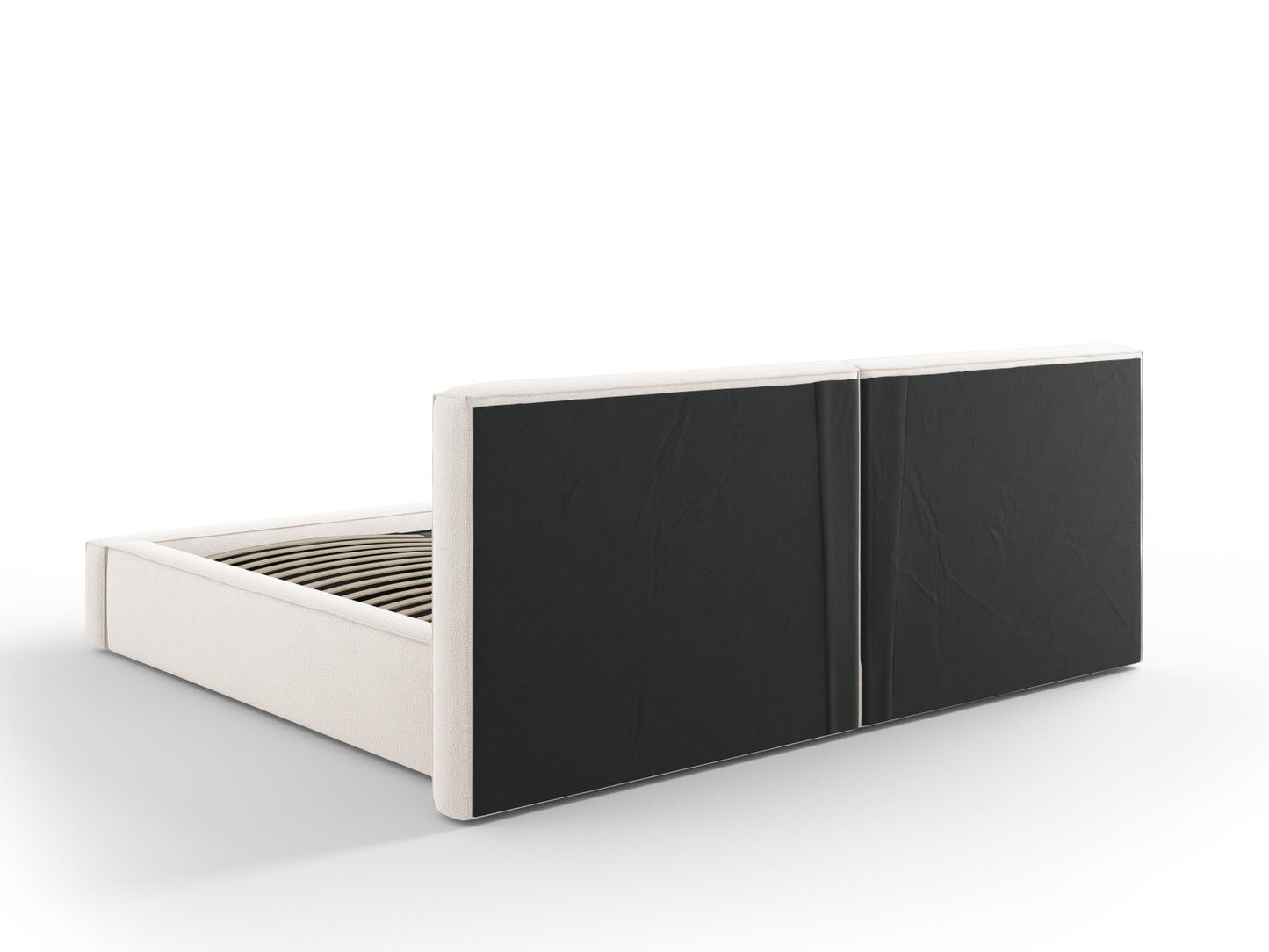 Arendal Storage Bed with Double Headboard (Structured Fabric) - Light Beige - 200x200