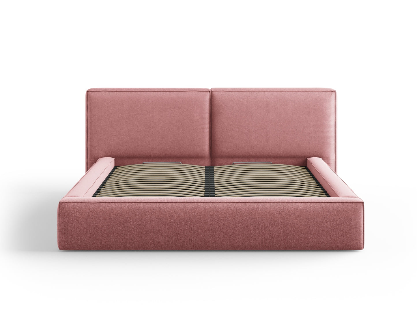 Arendal Storage Bed with Double Headboard (Structured Fabric) - Pink - 180x200