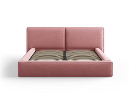 Arendal Storage Bed with Double Headboard (Structured Fabric) - Pink - 180x200