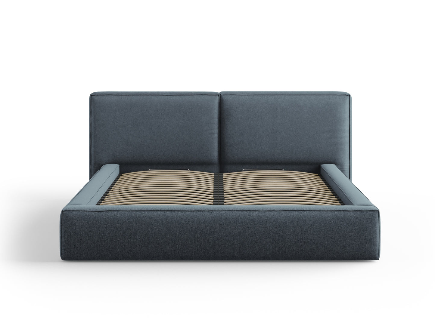 Arendal Storage Bed with Double Headboard (Structured Fabric) - Blue - 180x200